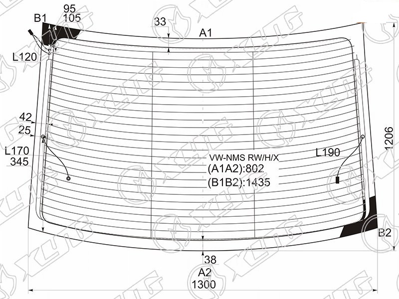 Стекло заднее с обогревом VW PASSAT XYG VW-NMS RW/H/X 