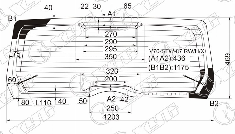 Стекло заднее с обогревом VOLVO V70, XC70 XYG V70-STW-07 RW/H/X 