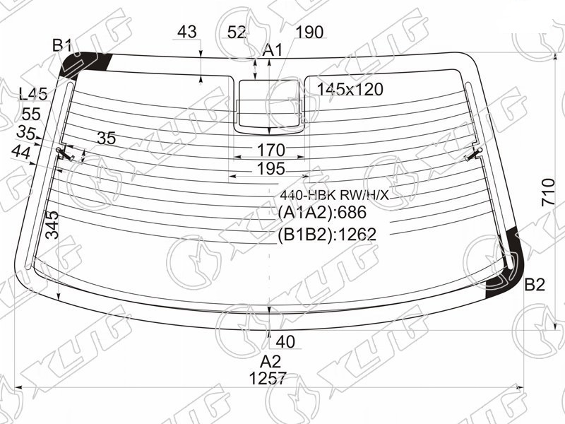 Стекло заднее с обогревом VOLVO 440 XYG 440-HBK RW/H/X 