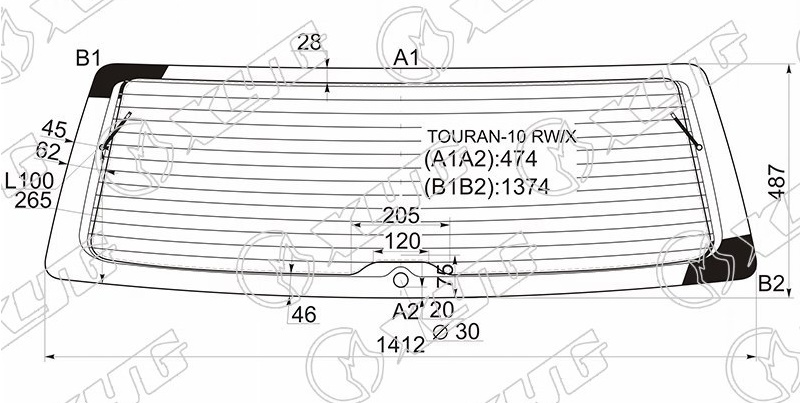 Стекло заднее с обогревом VOLKSWAGEN TOURAN XYG TOURAN-10 RW/X 