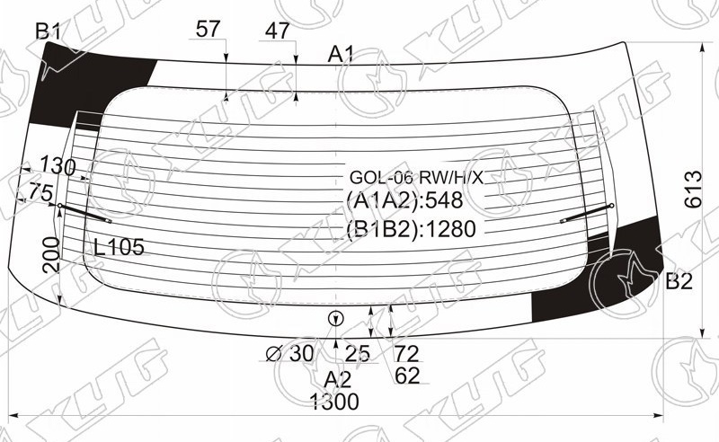 Стекло заднее с обогревом VOLKSWAGEN POINTER XYG GOL-06 RW/H/X 