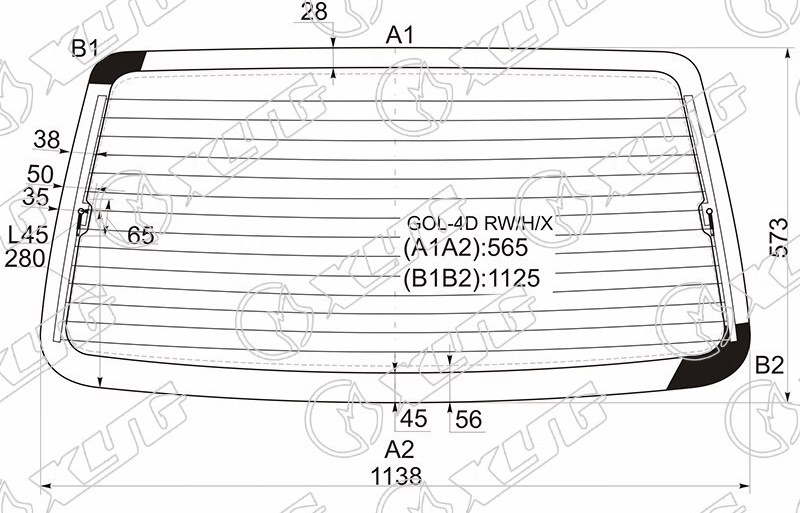 Стекло заднее с обогревом VOLKSWAGEN POINTER XYG GOL-4D RW/H/X 