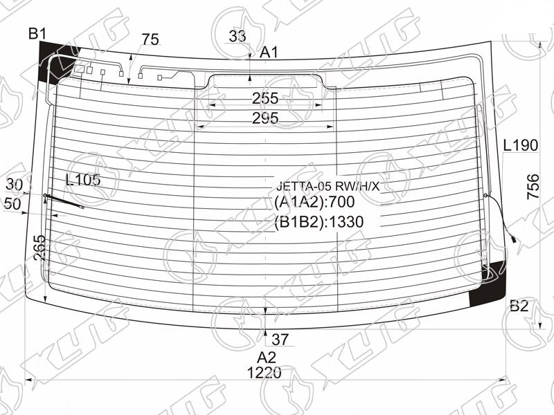 Стекло заднее с обогревом VOLKSWAGEN JETTA XYG JETTA-05 RW/H/X 