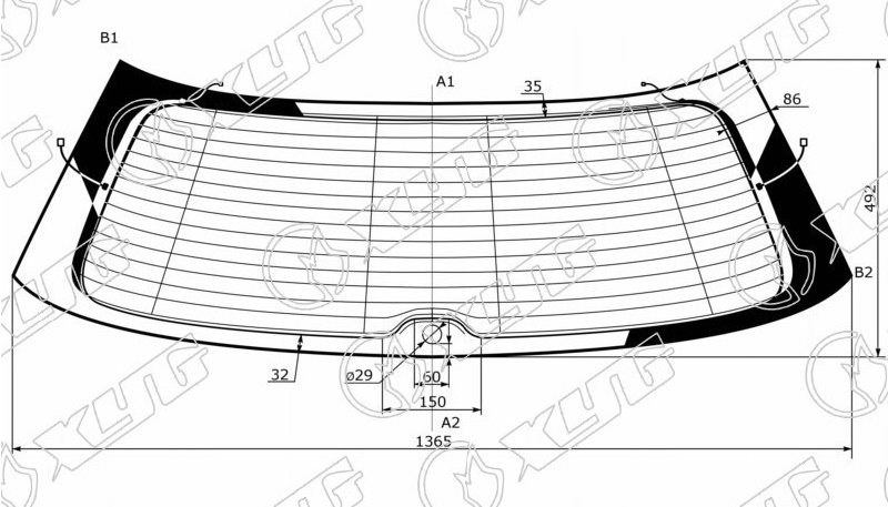 Стекло заднее с обогревом VOLKSWAGEN GOLF XYG GOLF-VII-STW RW/H/X