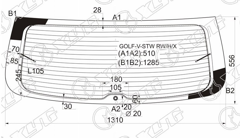 Стекло заднее с обогревом VOLKSWAGEN GOLF XYG GOLF-V-STW RW/H/X