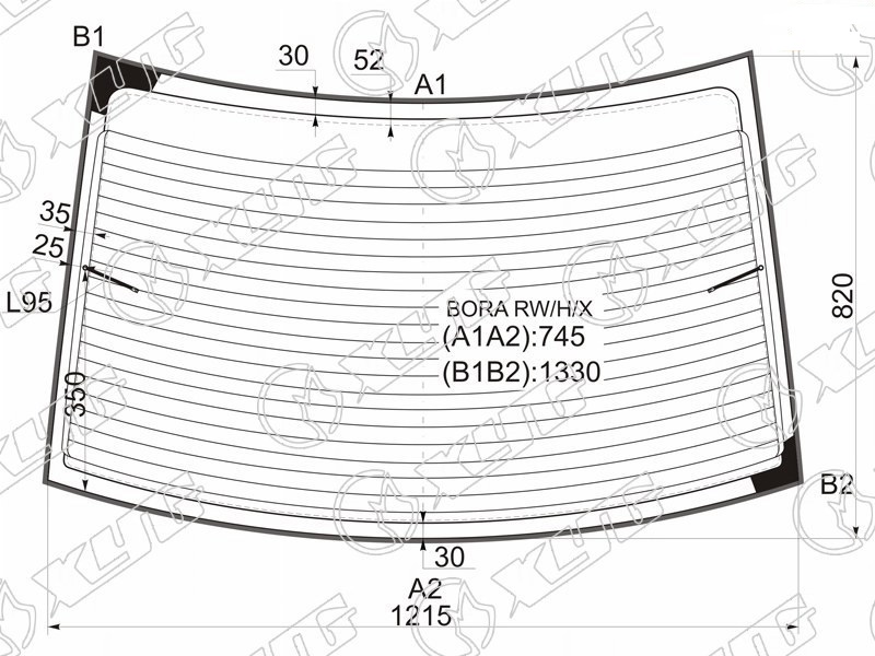 Стекло заднее с обогревом VOLKSWAGEN GOLF, BORA, JETTA XYG BORA RW/H/X 