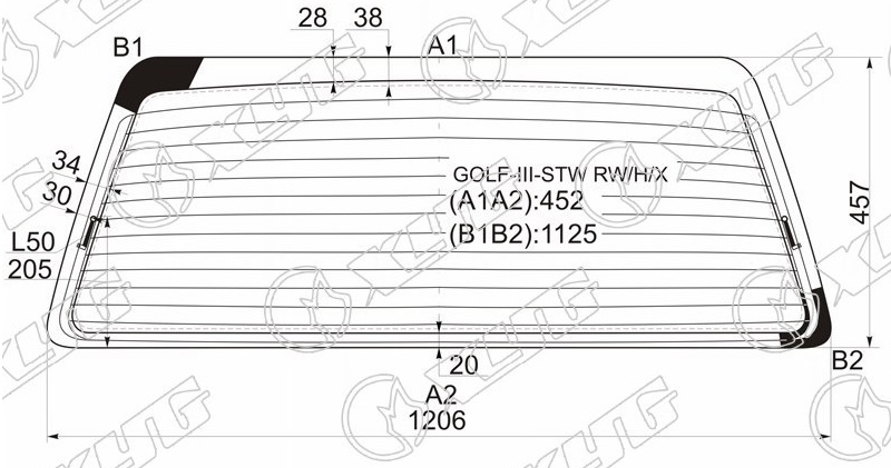 Стекло заднее с обогревом VOLKSWAGEN GOLF XYG GOLF-III-STW RW/H/X 