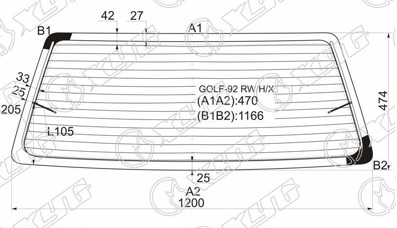 Стекло заднее с обогревом VOLKSWAGEN GOLF XYG GOLF-92 RW/H/X 