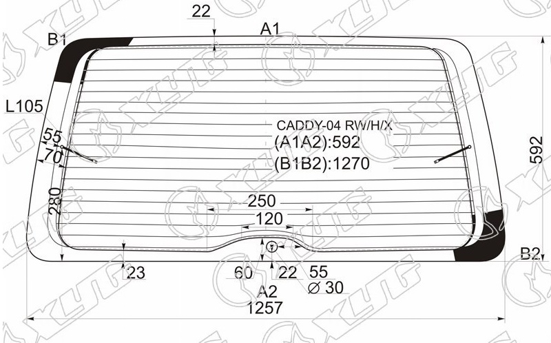 Стекло заднее с обогревом VOLKSWAGEN CADDY KOMBI VAN XYG CADDY-04 RW/H/X 