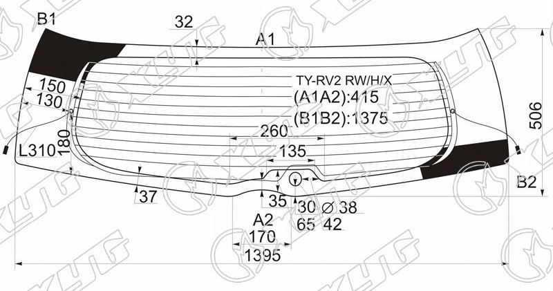 Стекло заднее с обогревом TOYOTA WISH XYG TY-RV2 RW/H/X 