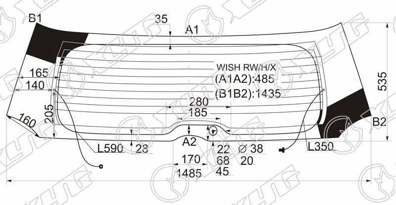 Стекло заднее с обогревом TOYOTA WISH XYG WISH RW/H/X 