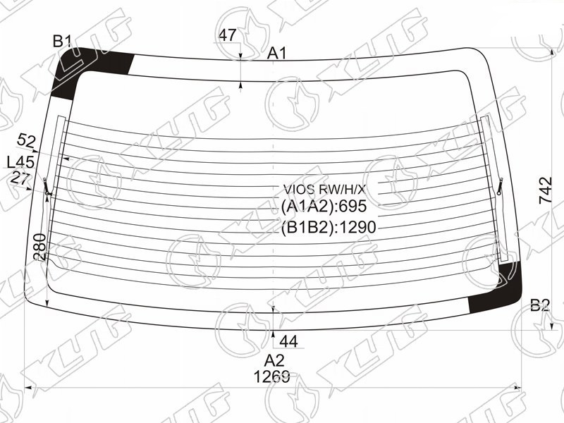 Стекло заднее с обогревом TOYOTA VIOS XYG VIOS RW/H/X 