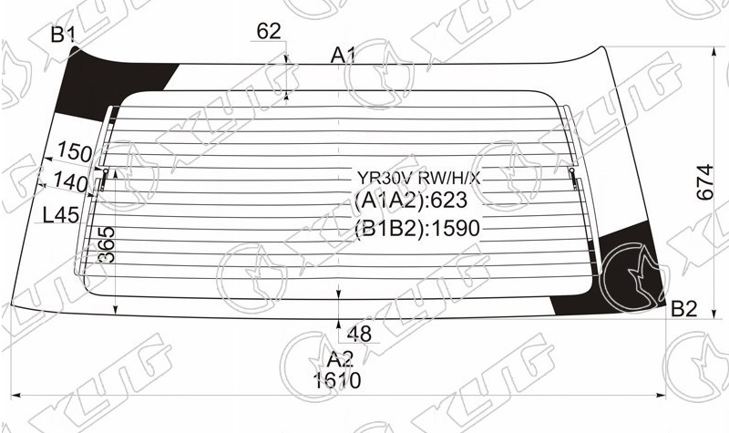 Стекло заднее с обогревом TOYOTA TOWNACELITEACE XYG YR30V RW/H/X 