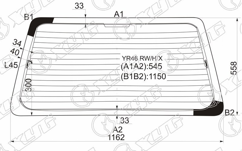 Стекло заднее с обогревом TOYOTA TOWNACE, NOAH XYG YR46 RW/H/X 