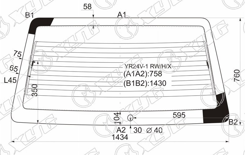 Стекло заднее с обогревом TOYOTA TOWNACE XYG YR24V-1 RW/H/X 