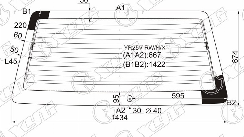 Стекло заднее с обогревом TOYOTA TOWNACE XYG YR25V RW/H/X 