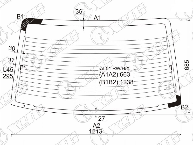 Стекло заднее с обогревом TOYOTA TERCEL, CORSA XYG AL51 RW/H/X 