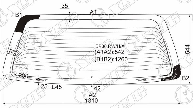 Стекло заднее с обогревом TOYOTA STARLET XYG EP80 RW/H/X 