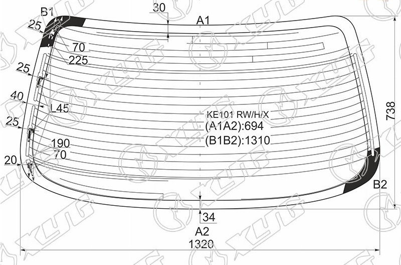 Стекло заднее с обогревом TOYOTA SPRINTER XYG KE101 RW/H/X 