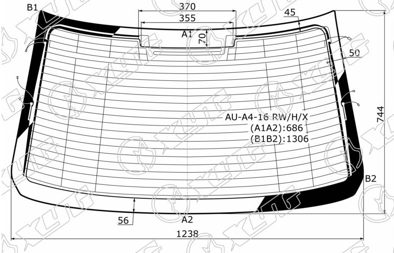 Стекло заднее с обогревом AUDI A4 XYG AU-A4-16 RW/H/X 