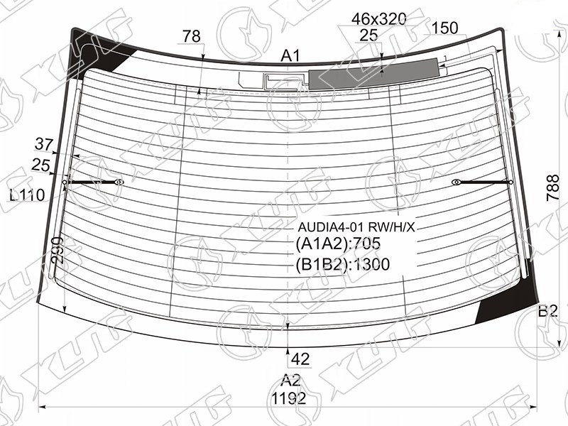 Стекло заднее с обогревом AUDI A4 XYG AUDIA4-01 RW/H/X 