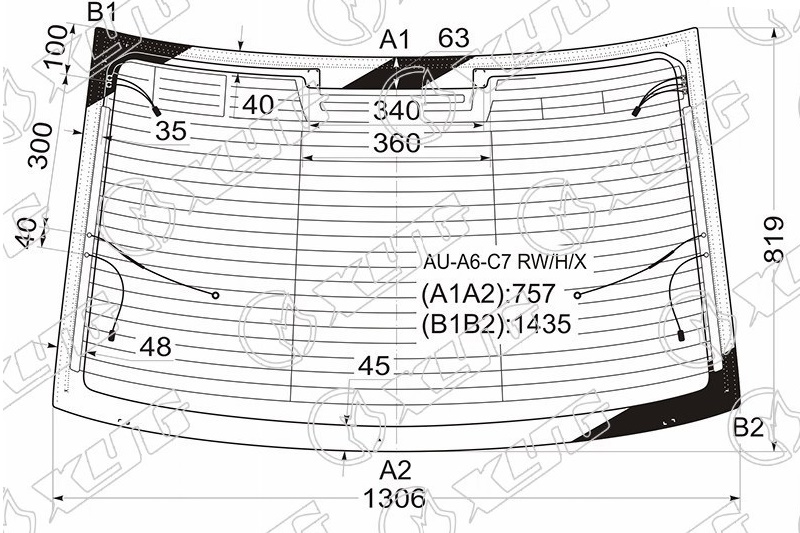 Стекло заднее с обогревом AUDI A6 XYG AU-A6-C7 RW/H/X 