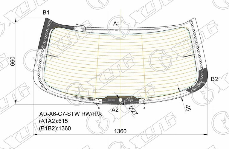 Стекло заднее с обогревом AUDI A6 XYG AU-A6-C7-STW RW/H/X 