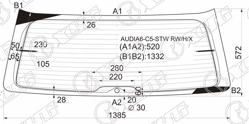 Стекло заднее с обогревом AUDI A6 ALLROAD, A6 XYG AUDIA6-C5-STW RW/H/X 