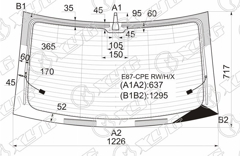 Стекло заднее с обогревом BMW 1 SERIES XYG E87-CPE RW/H/X 