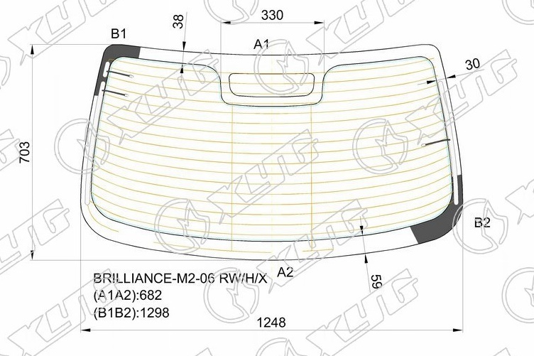 Стекло заднее с обогревом BRILLIANCE BS4 M2 XYG BRILLIANCE-M2-06 RW/H/X 