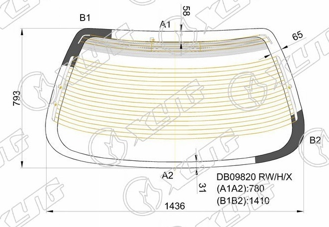 Стекло заднее с обогревом BUICK CENTURY XYG DB09820 RW/H/X 