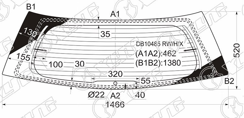 Стекло заднее с обогревом CADILLAC SRX XYG DB10485 RW/H/X 