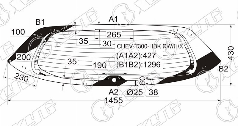 Стекло заднее с обогревом CHEVROLET AVEO XYG CHEV-T300-HBK RW/H/X 