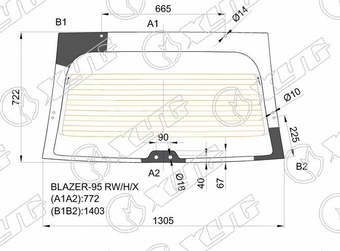 Стекло заднее с обогревом CHEVROLET BLAZER XYG BLAZER-95 RW/H/X 