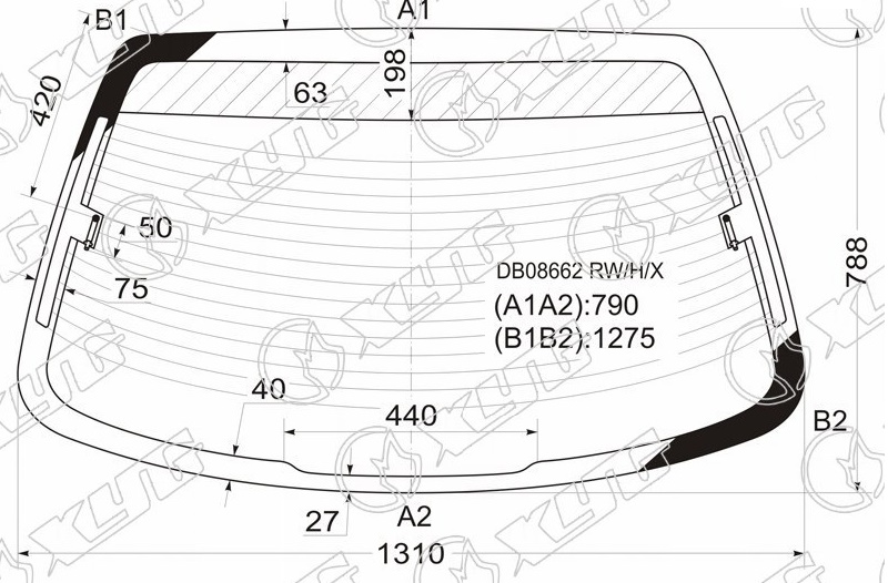 Стекло заднее с обогревом CHEVROLET CAVALIER, TOYOTA CAVALIER XYG DB08662 RW/H/X 