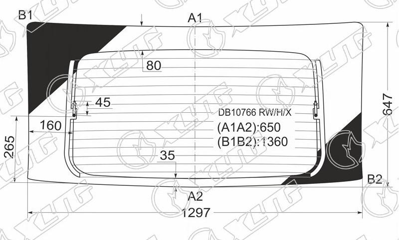 Стекло заднее с обогревом CHEVROLET EQUINOX XYG DB10766 RW/H/X 