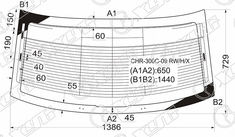 Стекло заднее с обогревом CHRYSLER 300C XYG CHR-300C-09 RW/H/X 