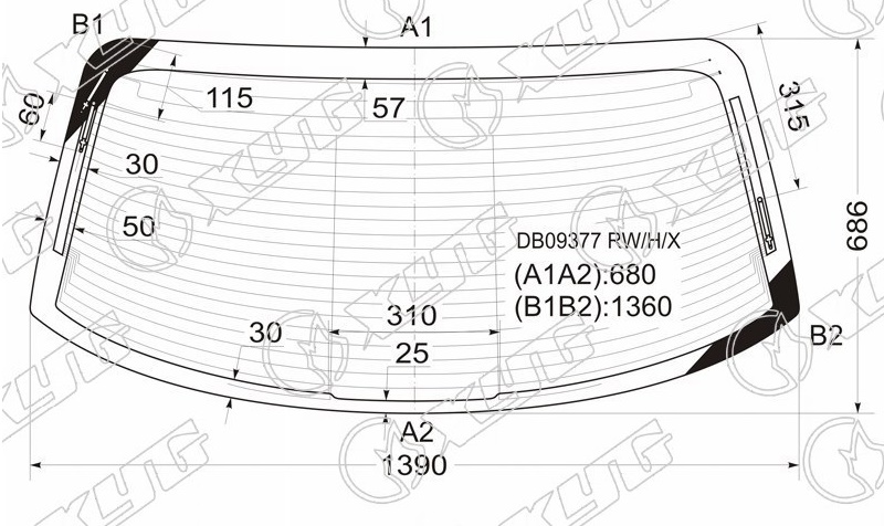 Стекло заднее с обогревом CHRYSLER CONCORDE XYG DB09377 RW/H/X 