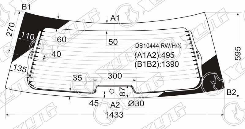 Стекло заднее с обогревом CHRYSLER PACIFICA XYG DB10444 RW/H/X 