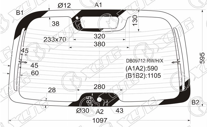 Стекло заднее с обогревом CHRYSLER PT CRUISER XYG DB09712 RW/H/X 