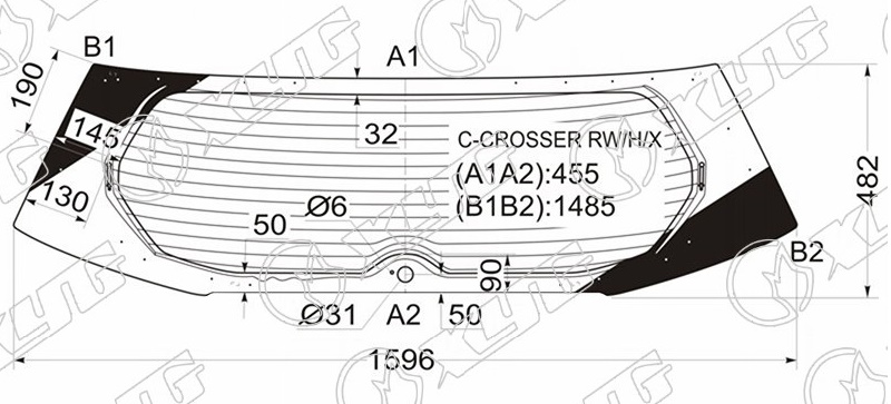 Стекло заднее с обогревом CITROEN C-CROSSER, PEUGEOT 4007 XYG C-CROSSER RW/H/X 