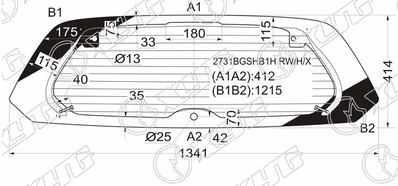 Стекло заднее с обогревом CITROEN C2 XYG 2731BGSHB1H RW/H/X 