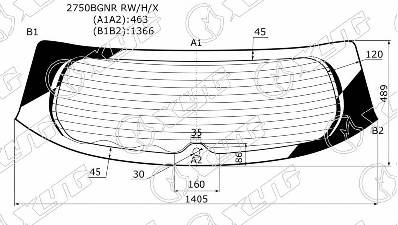 Стекло заднее с обогревом CITROEN C4 AIRCROSS XYG 2750BGNR RW/H/X 