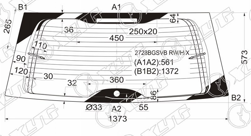 Стекло заднее с обогревом CITROEN C8, PEUGEOT 807 XYG 2728BGSVB RW/H/X 