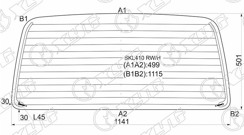 Стекло заднее с обогревом DAEWOO DAMAS, SUZUKI CARRY VAN XYG SKL410 RW/H 