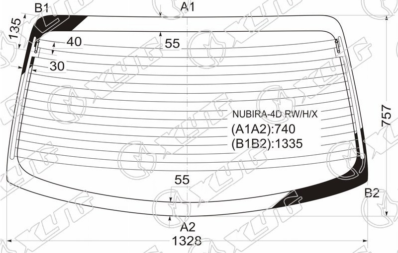 Стекло заднее с обогревом DAEWOO NUBIRA XYG NUBIRA-4D RW/H/X 