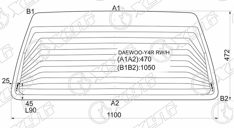 Стекло заднее с обогревом DAEWOO TICO XYG DAEWOO-Y4R RW/H 