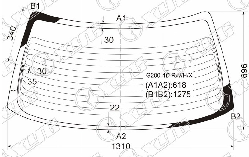 Стекло заднее с обогревом DAIHATSU CHARADE XYG G200-4D RW/H/X 