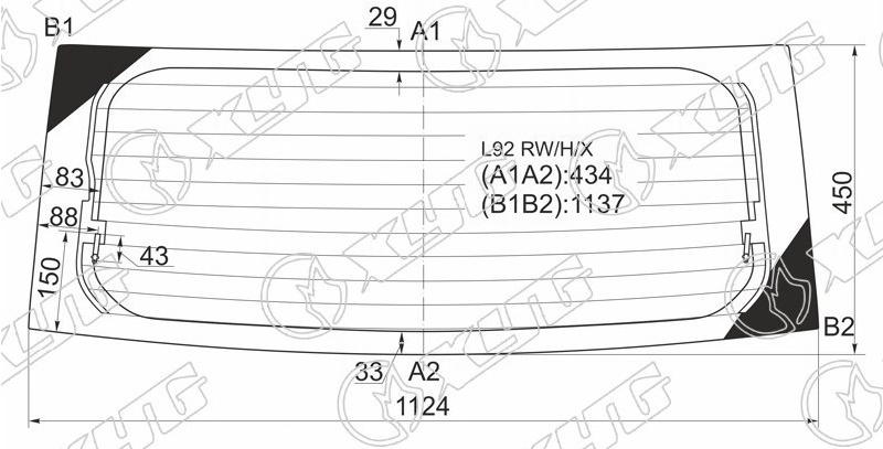 Стекло заднее с обогревом DAIHATSU MIRA XYG L92 RW/H/X 