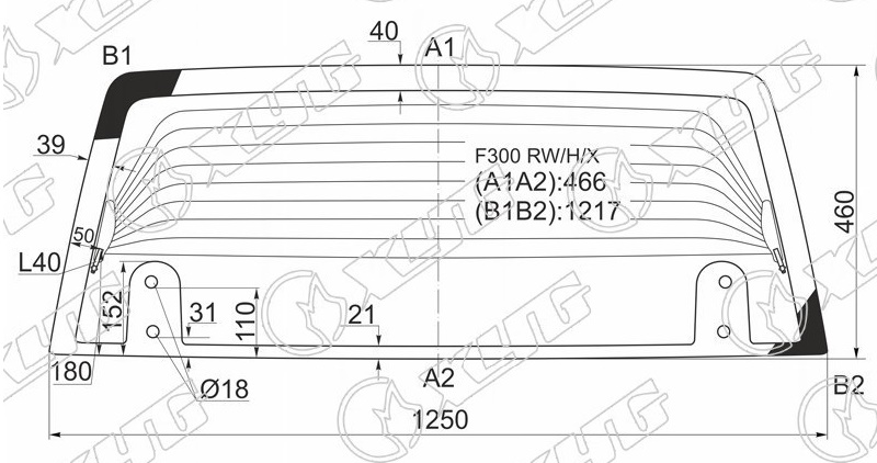 Стекло заднее с обогревом DAIHATSU ROCKY XYG F300 RW/H/X 